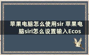 苹果电脑怎么使用sir 苹果电脑siri怎么设置输入Ecosia